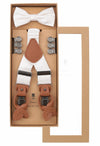(Off-White) Hosenträger Set Herren mit Fliege Paisley Seide – Geschenkbox Prince Bowtie