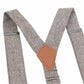 (Beige) Hosenträger Tweed – Detailansicht Rindsleder Rückenteil
