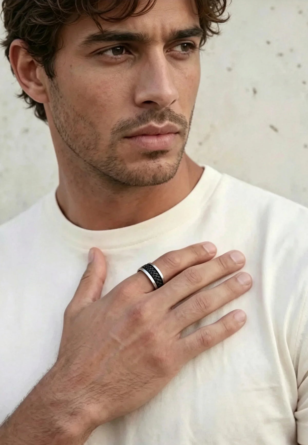 Ring aus Edelstahl & Textil – Ronin – Schwarz