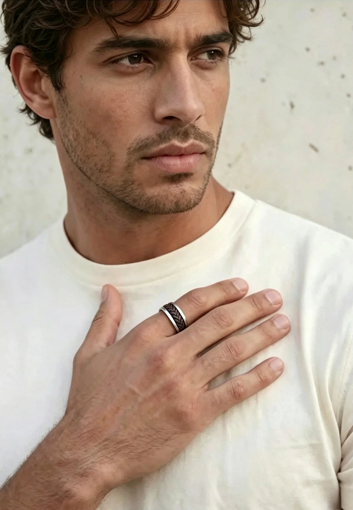 Ring aus Edelstahl & Textil – Ronin – Dunkelbraun
