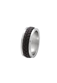 Ring aus Edelstahl & Textil – Ronin – Dunkelbraun