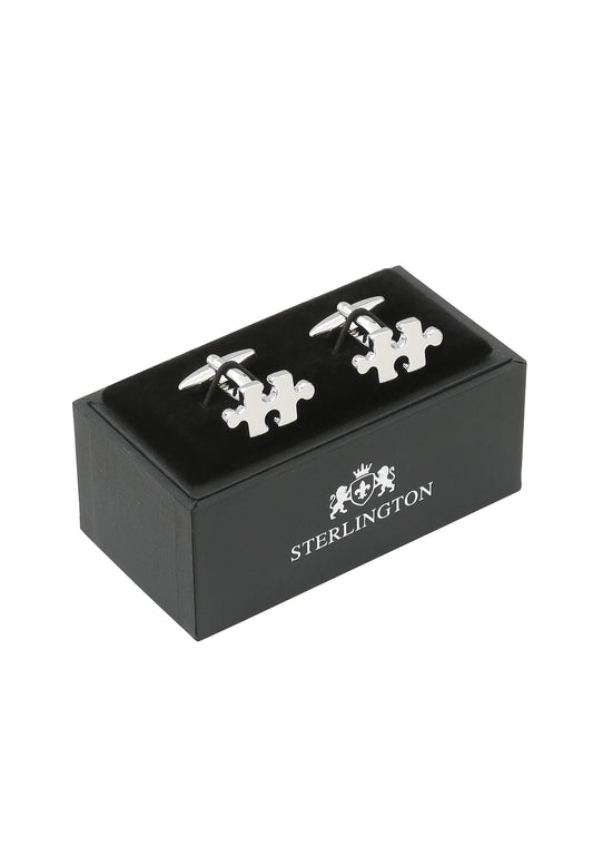 Manschettenknöpfe Herren Silber Puzzle in der Geschenkbox