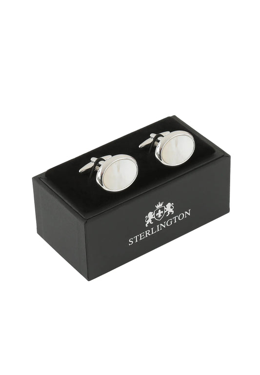 Manschettenknöpfe Herren Perlmutt Oval in der Geschenkbox