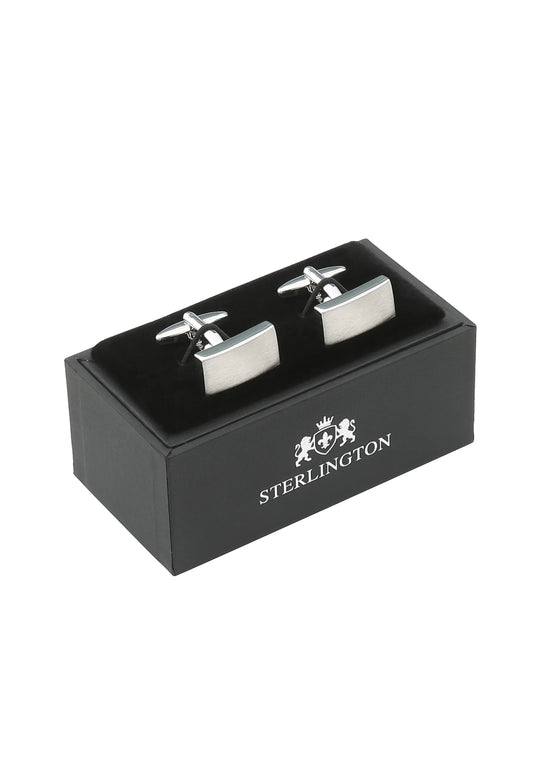 Manschettenknöpfe Herren Silber Stegplatte in der Geschenkbox