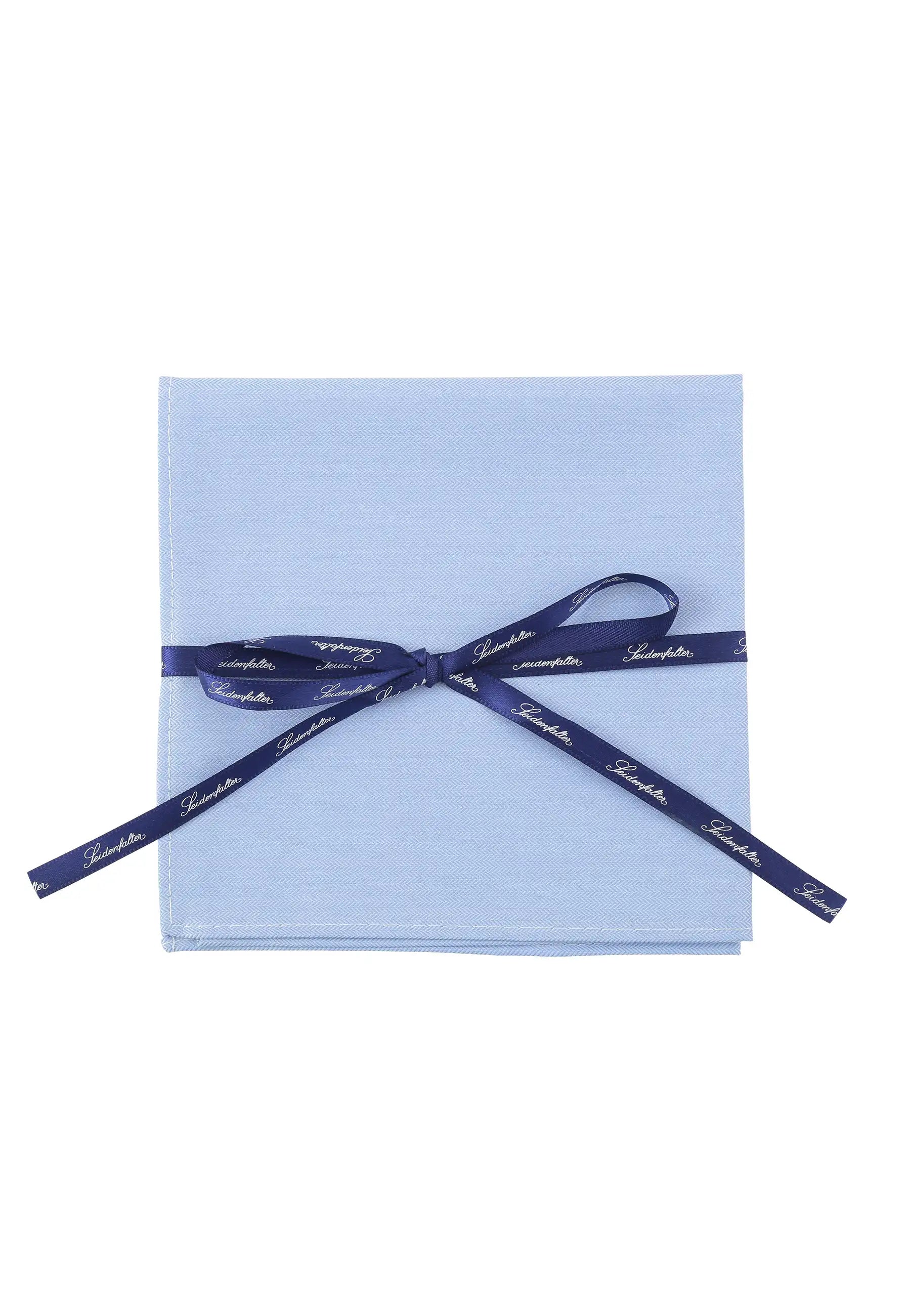 (Hellblau) hellblaues einstecktuch herren baumwolle 28x28 cm uni mit geschenkband verpackt