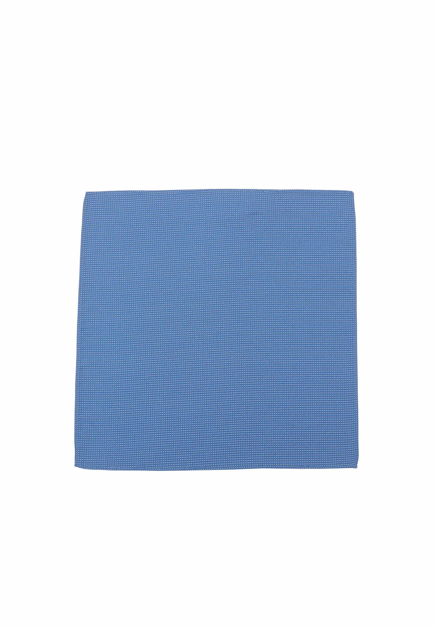 (Blau) Einstecktuch Herren aus 100% Seide Picoté 28x28cm flach