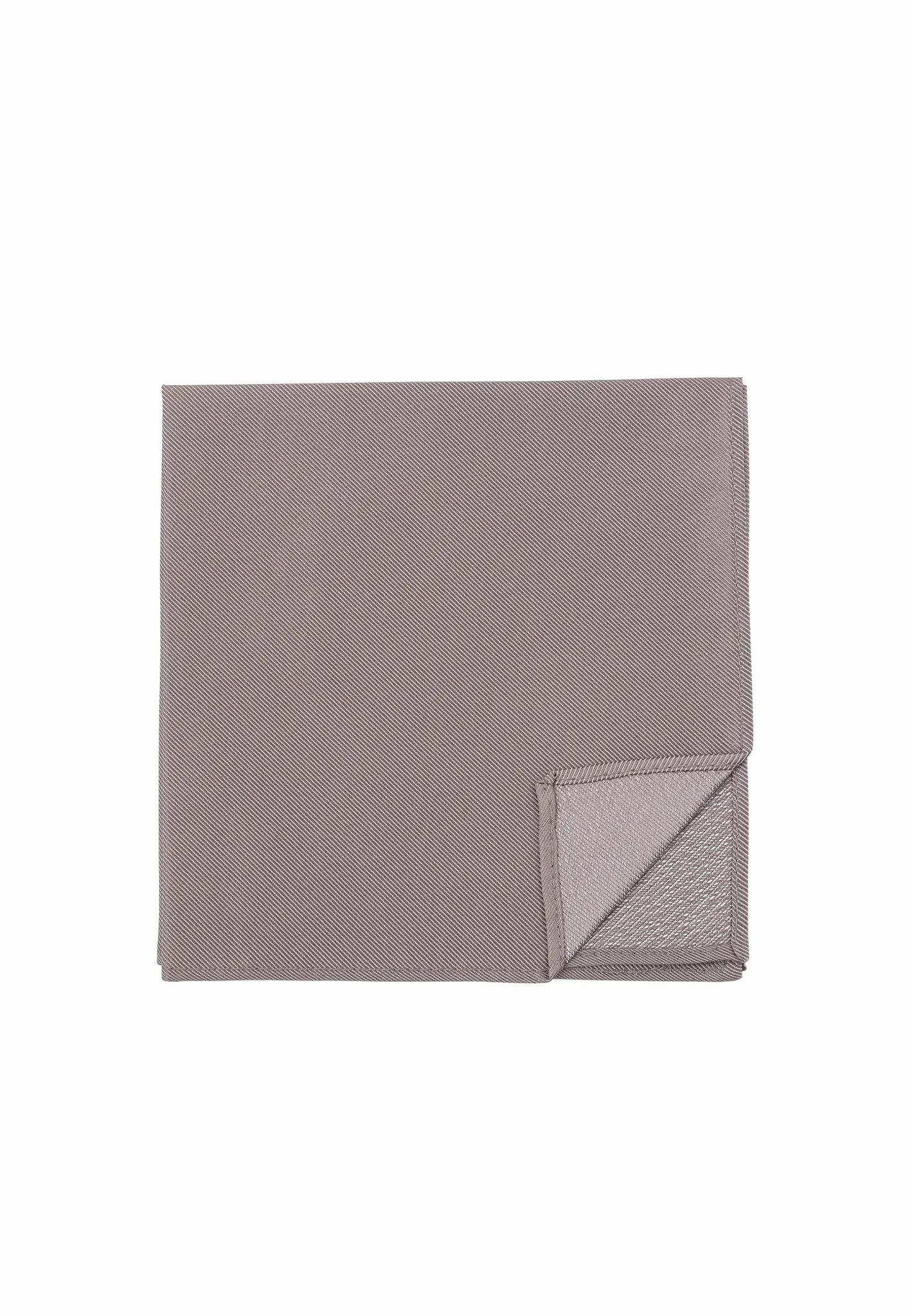 (Beige) Uni Einstecktuch aus Seide Rückseite 28x28cm