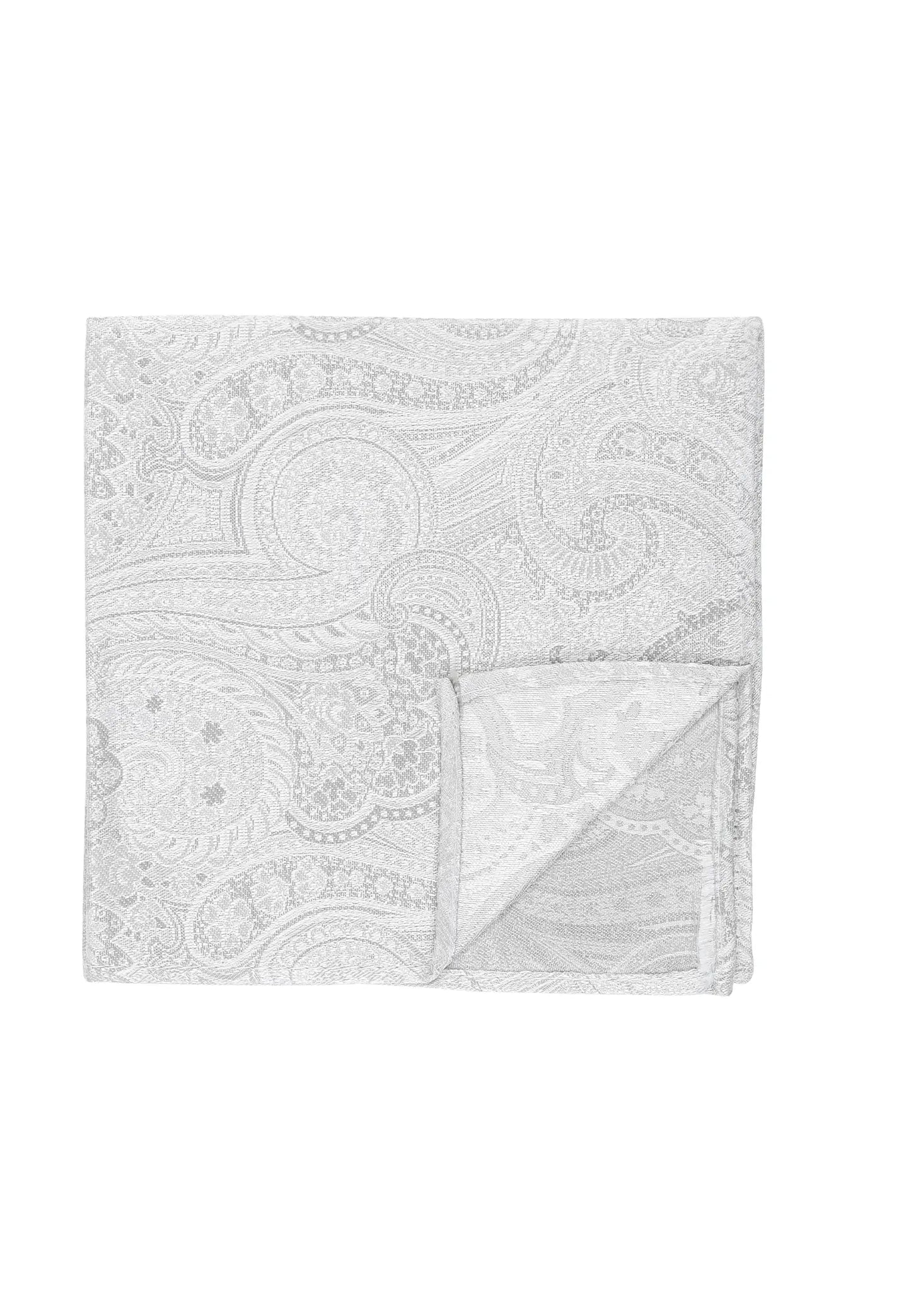 (Champagner) Einstecktuch Herren Paisley Seide – flach ausgelegt mit umgeschlagener Ecke