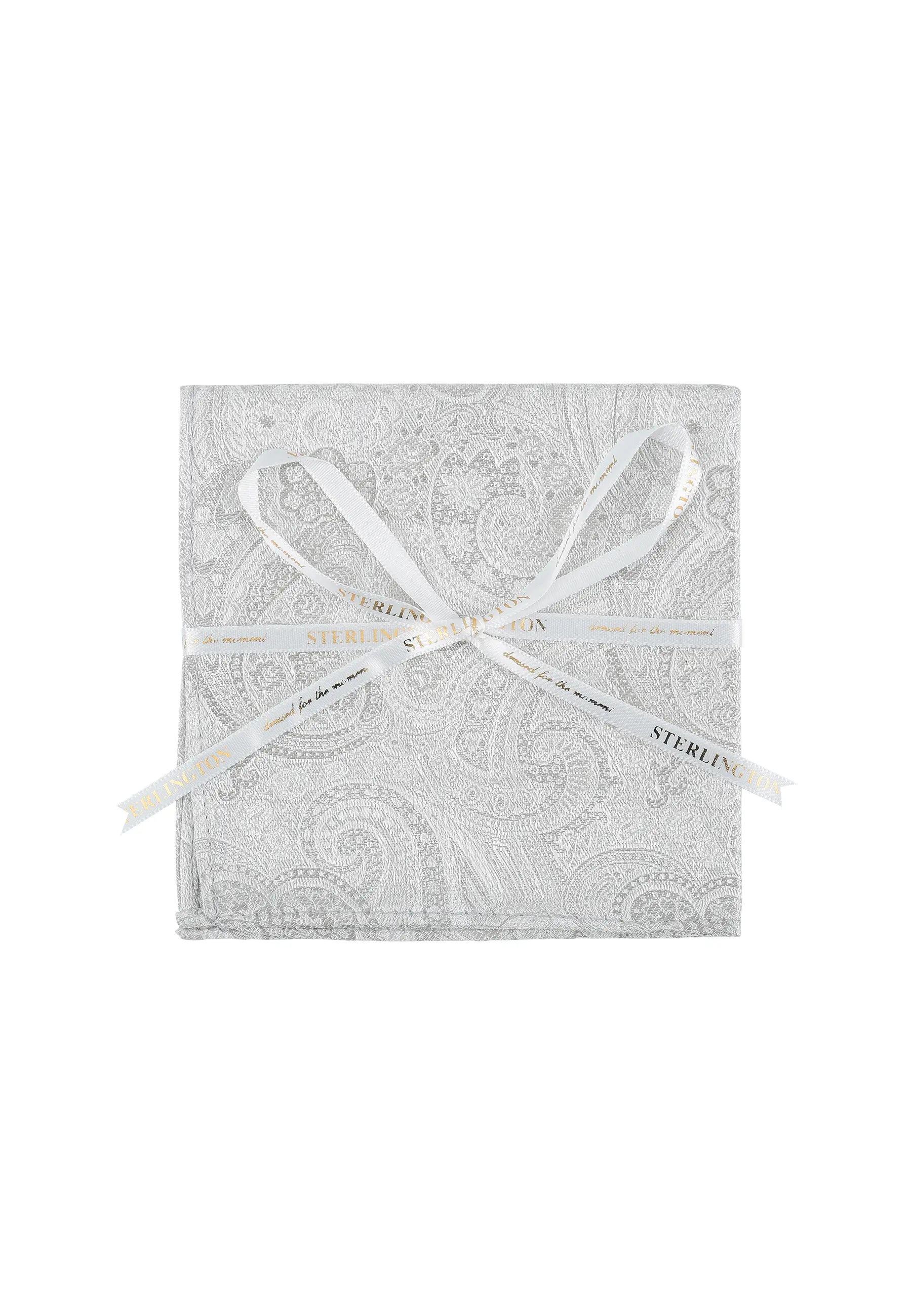 (Champagner) Einstecktuch Sterlington Paisley Seide – mit Geschenkschleife