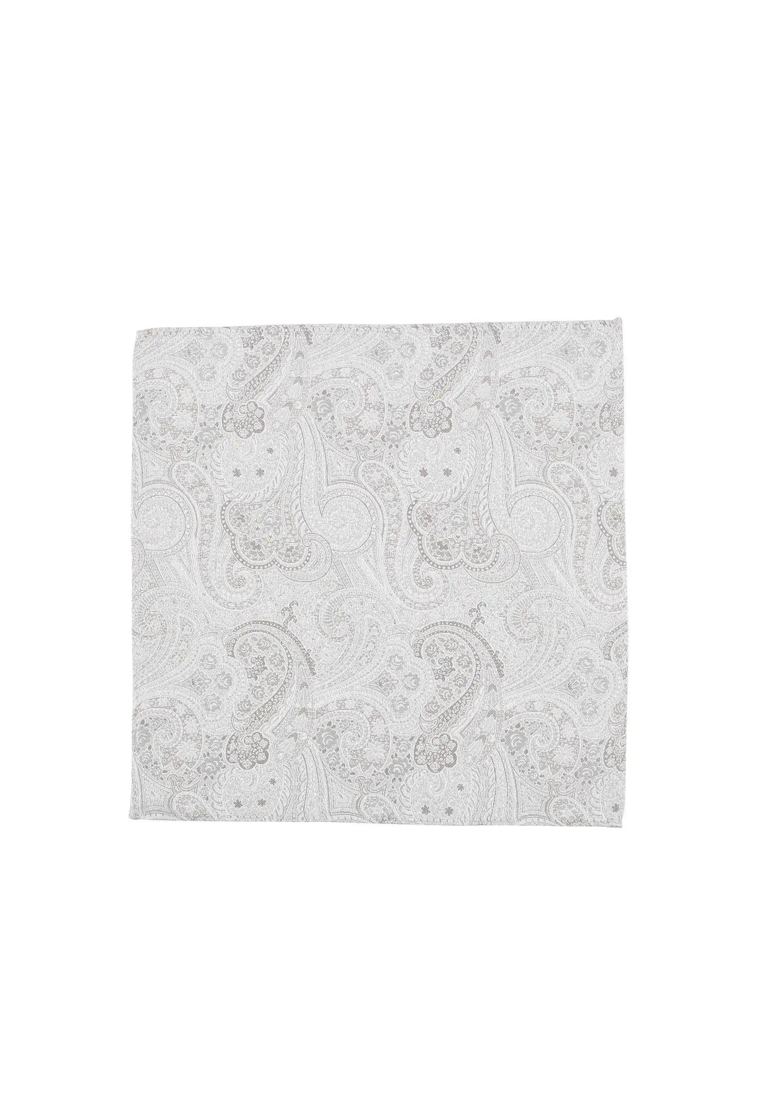 (Beige) Einstecktuch Hochzeit Paisley – Frontalansicht flach ausgelegt