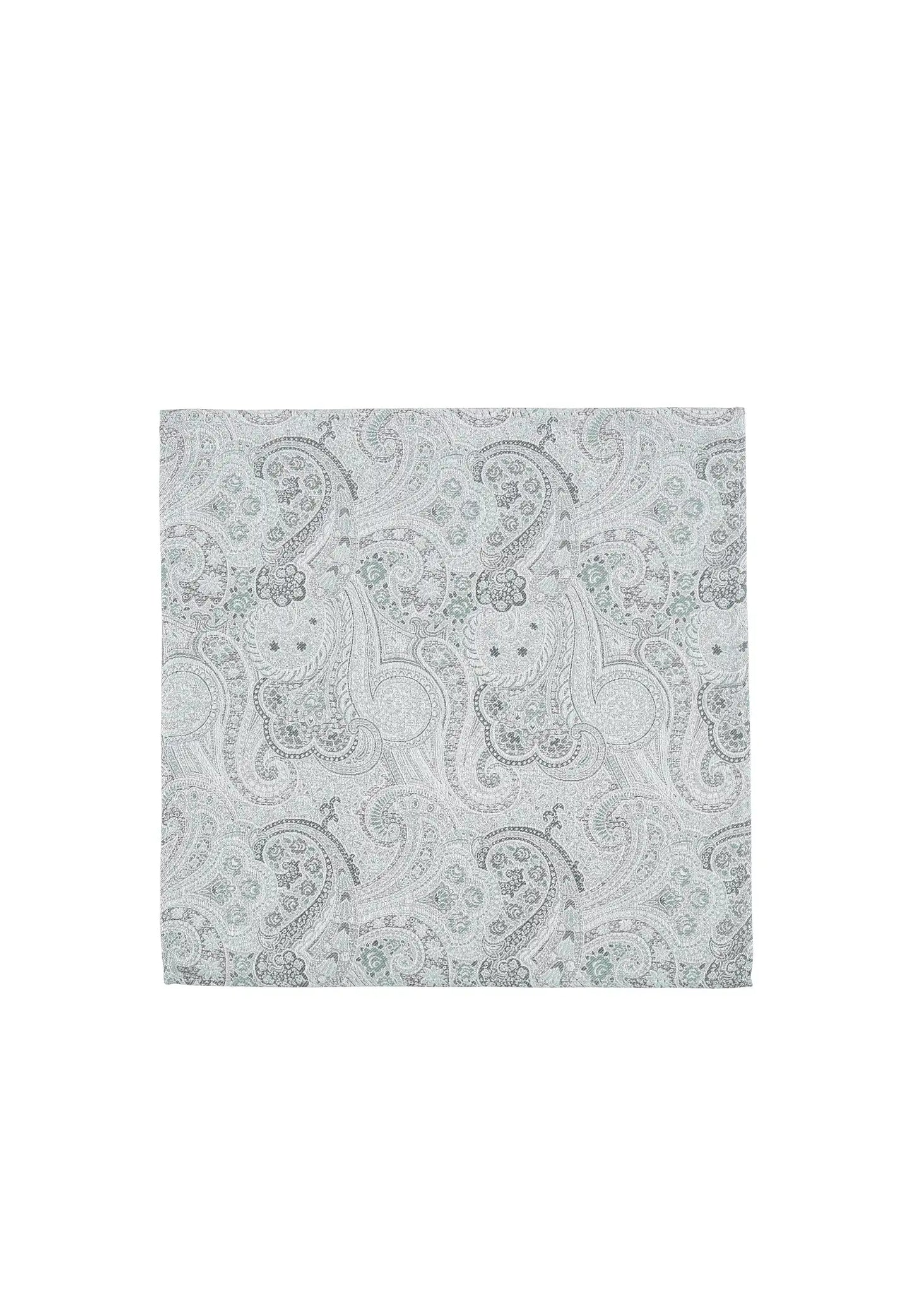 (Grün) Einstecktuch Hochzeit Paisley – Frontalansicht flach ausgelegt