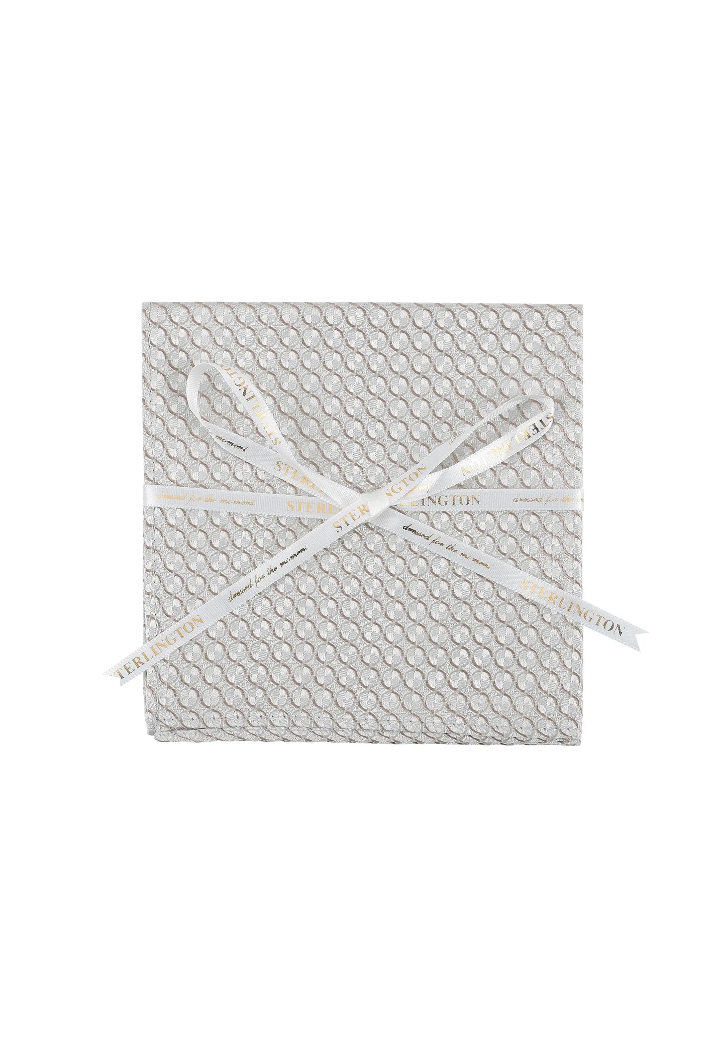 (Beige) Einstecktuch Sterlington Kreise Seide – mit Geschenkschleife