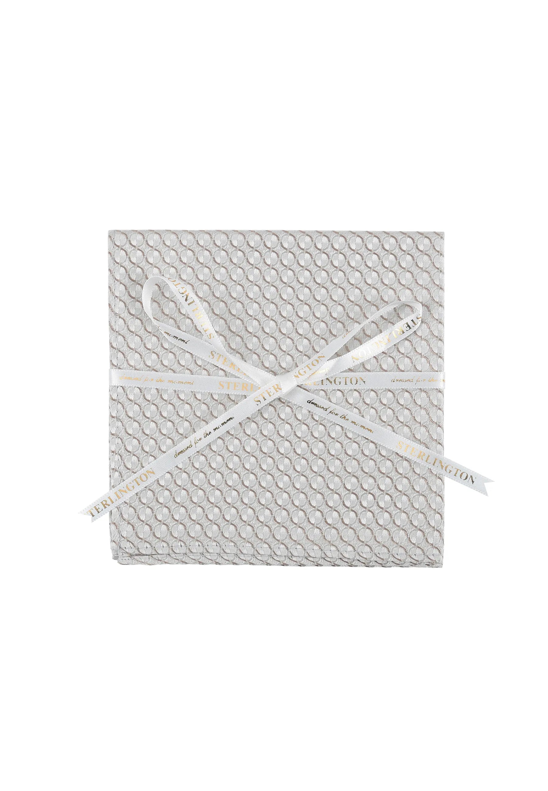 (Beige) Einstecktuch Sterlington Kreise Seide – mit Geschenkschleife