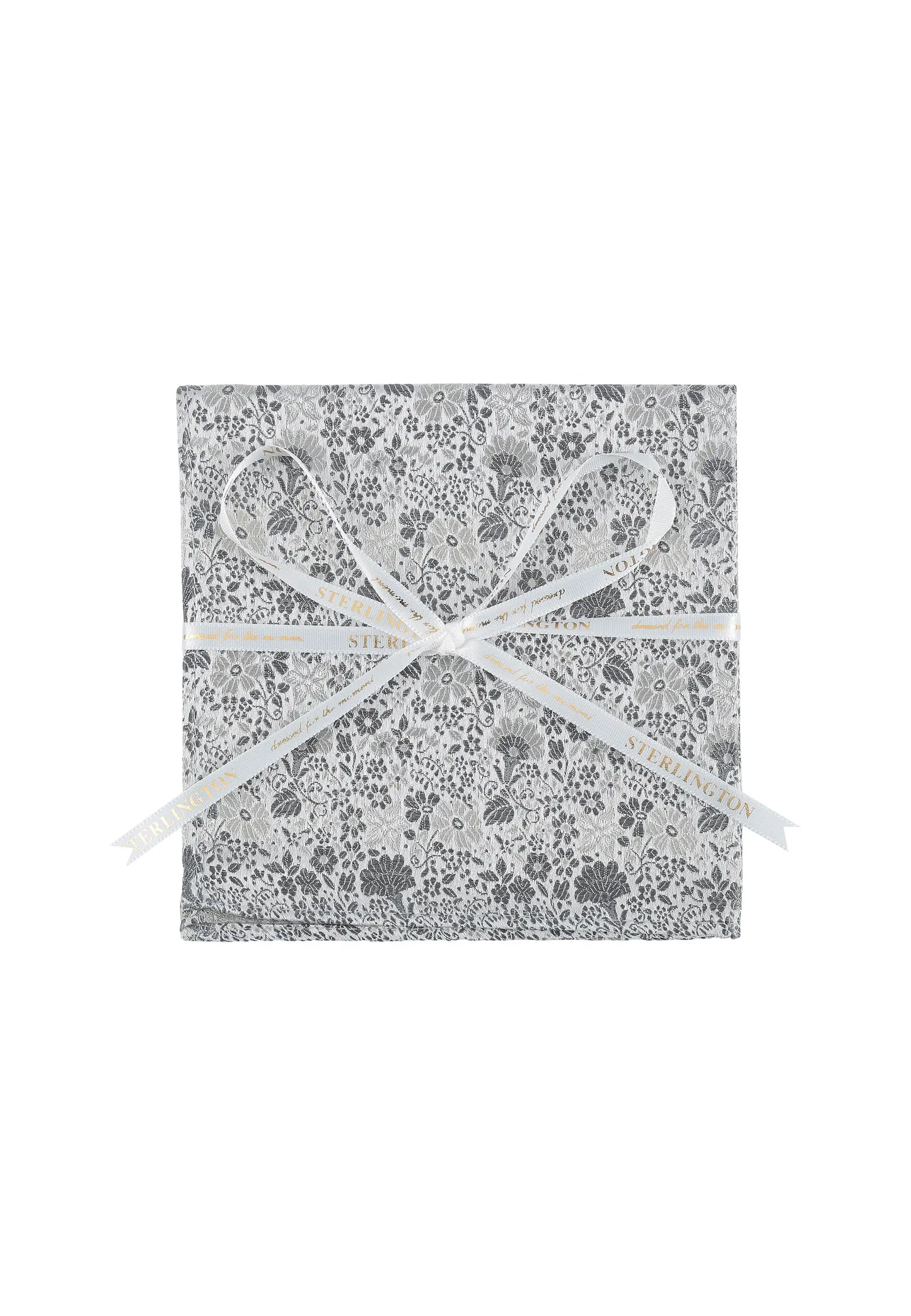 (Silber) Einstecktuch Sterlington Floral Seide – mit Geschenkschleife