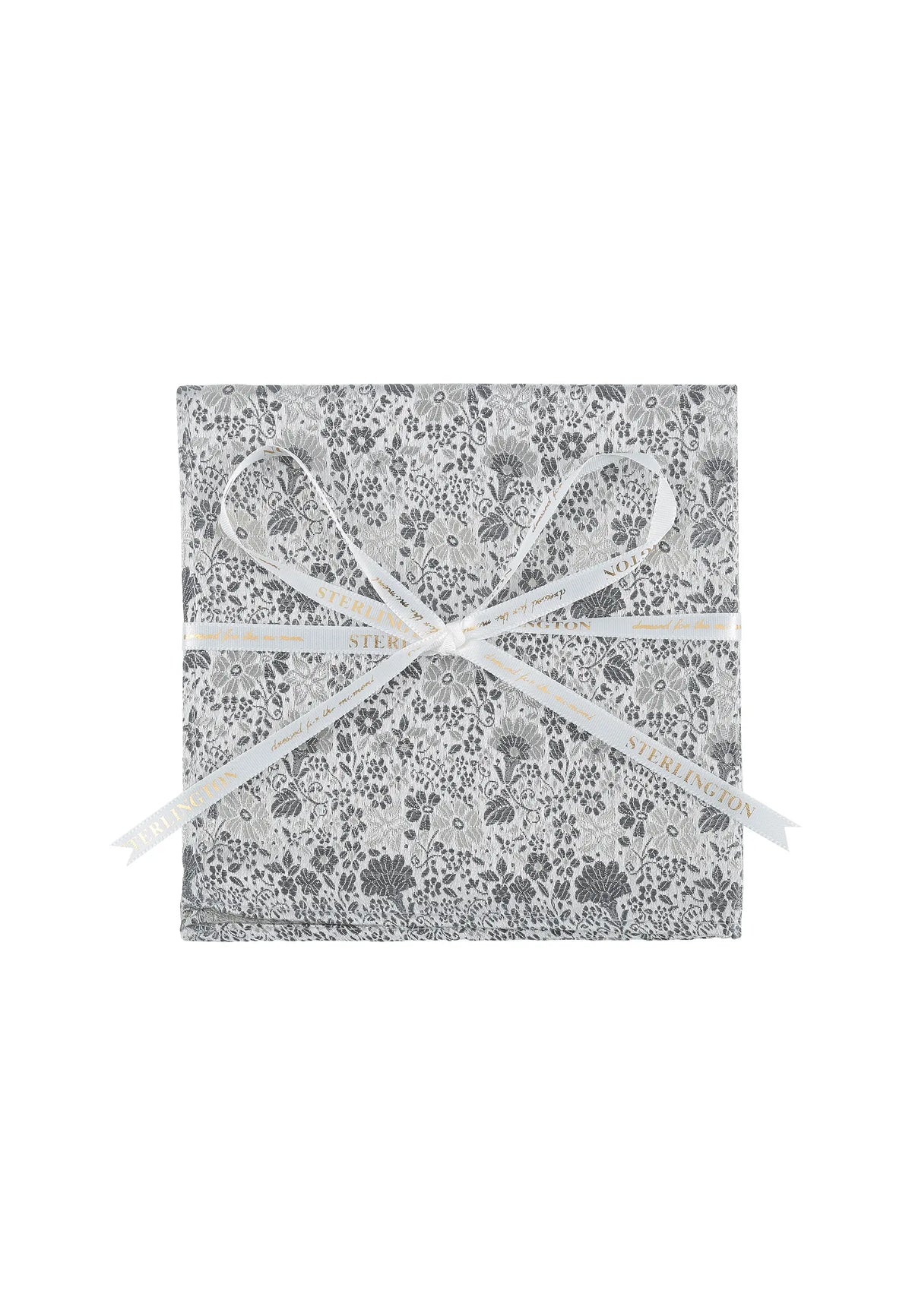 (Silber) Einstecktuch Sterlington Floral Seide – mit Geschenkschleife