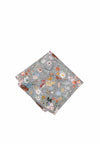 (Grau) Einstecktuch Herren Blumenmuster Seide – Pochette gefaltet