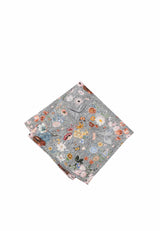 (Grau) Einstecktuch Herren Blumenmuster Seide – Pochette gefaltet