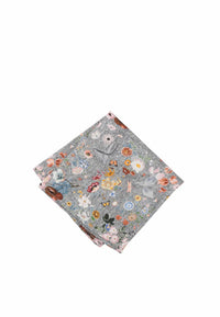 (Grau) Einstecktuch Herren Blumenmuster Seide – Pochette gefaltet