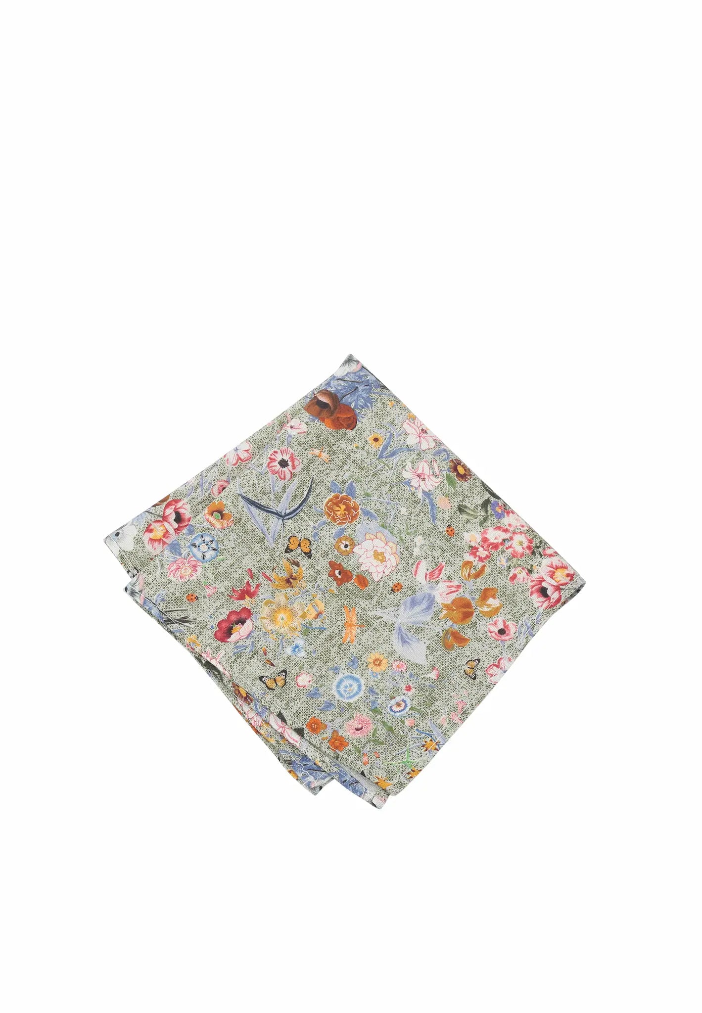 (Grün) Einstecktuch Herren Blumenmuster Seide – Pochette gefaltet