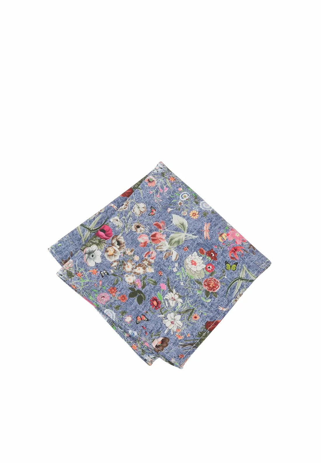 (Blau) Einstecktuch Herren Blumenmuster Seide – Pochette gefaltet