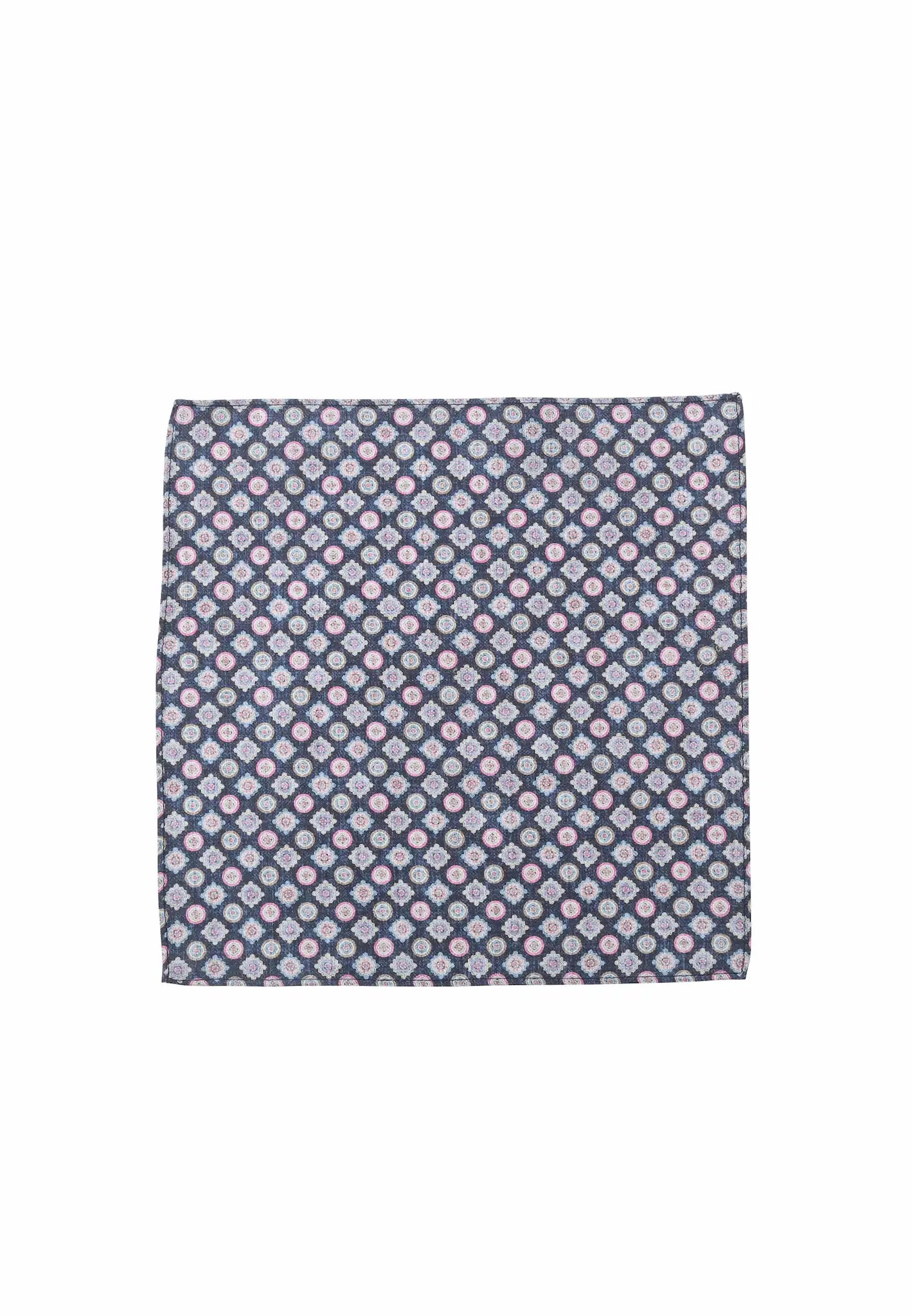 (Dunkelblau) Einstecktuch Herren Medaillon-Muster 28x28 cm – Gesamtansicht