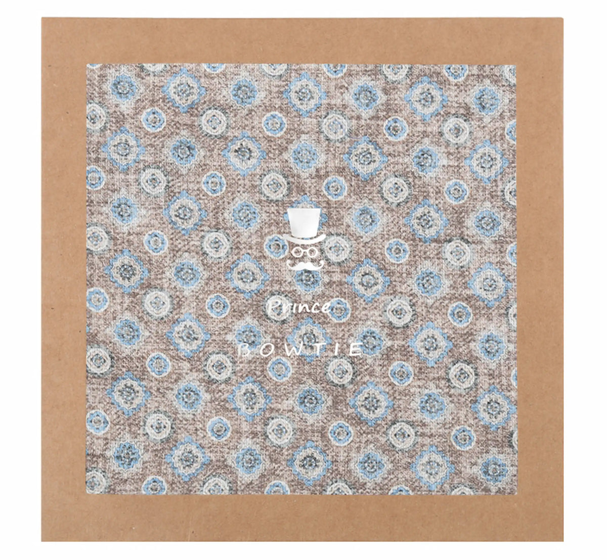 (Beige) Einstecktuch Medaillon-Muster in Geschenkverpackung – Prince Bowtie