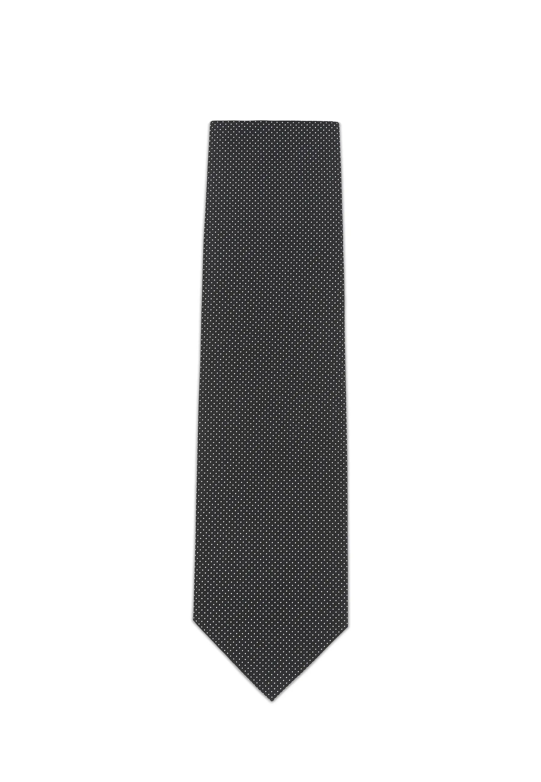 (Schwarz) Seidenkrawatte Picoté 8cm Überlänge 170cm flach