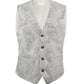 (Silber) Hochzeitsweste Herren Paisley Seide – Frontalansicht V-Ausschnitt