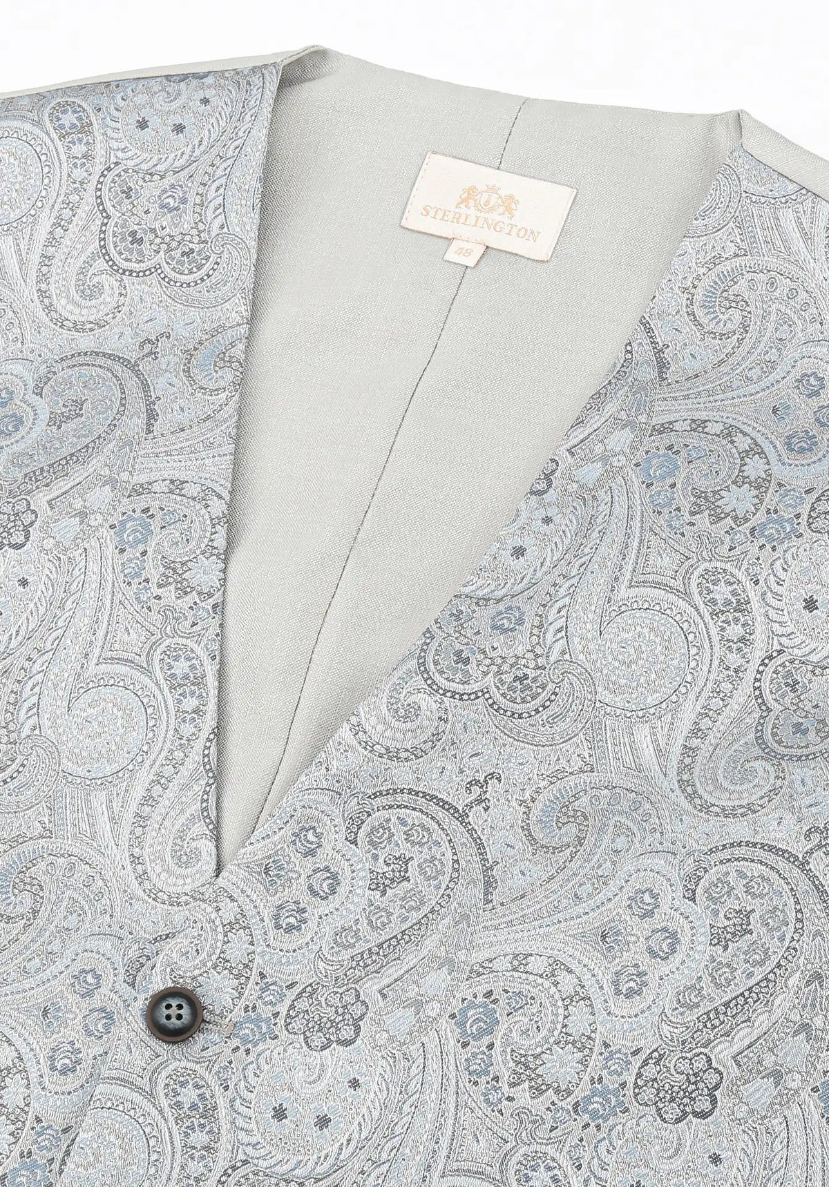 (Blau) Hochzeitsweste Sterlington Paisley – V-Ausschnitt mit Label