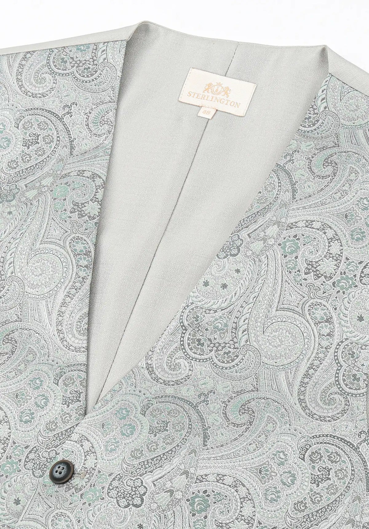 (Grün) Hochzeitsweste Sterlington Paisley – V-Ausschnitt mit Label