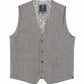 (Beige) Weste Herren Tweed – Frontalansicht mit Knopfleiste und Paspeltaschen