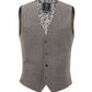 (Beige) Weste Herren Tweed Wolle – Frontalansicht mit floralem Innenfutter