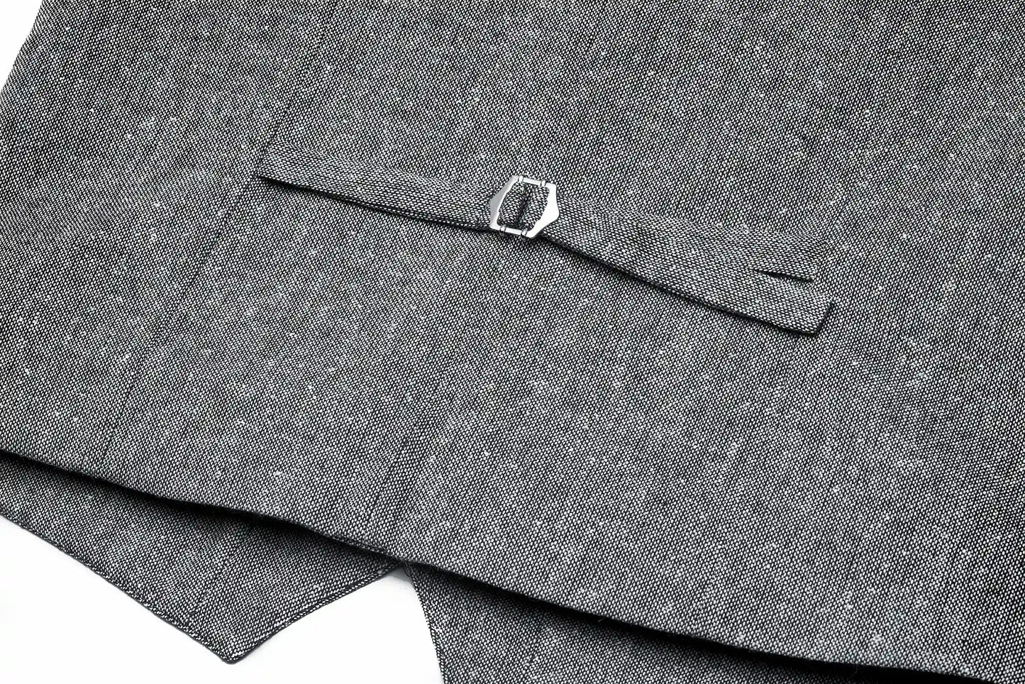 (Grau) Weste Tweed – Rückansicht mit verstellbarem Riegel