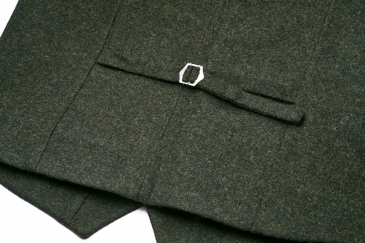(Dunkelgrün) Westen Set Herren Tweed – Rückseite mit verstellbarem Riegel