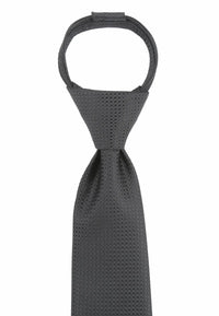 (Schwarz Würfelmuster) Zip-Trauerkrawatte vorgebunden mit Schlaufe, schwarze Krawatte mit Würfelmuster freigestellt