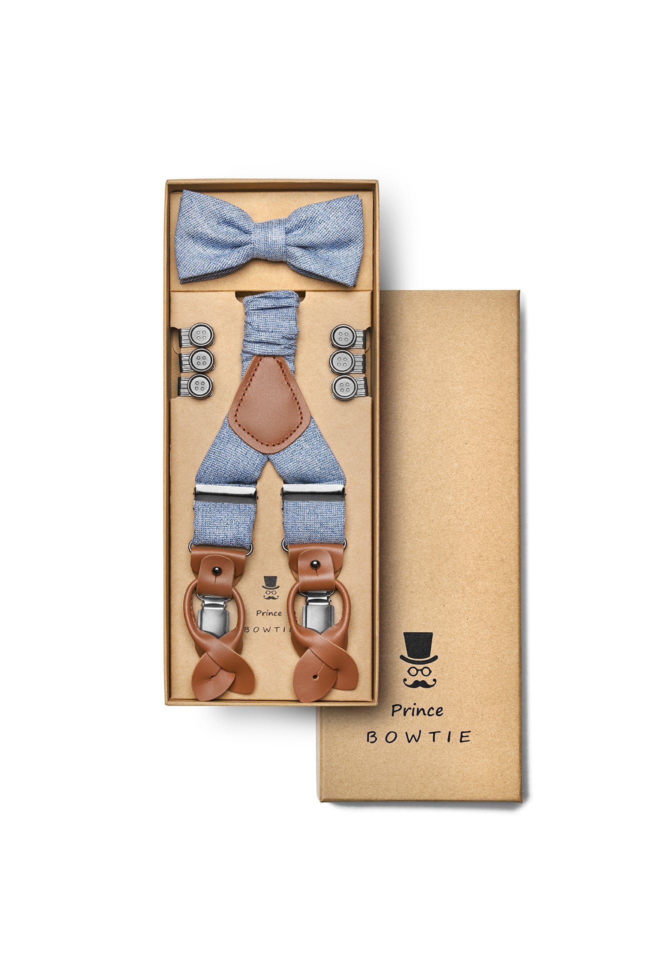 (Hellblau) Hosenträger Set mit Fliege im Sale bei style4him.de