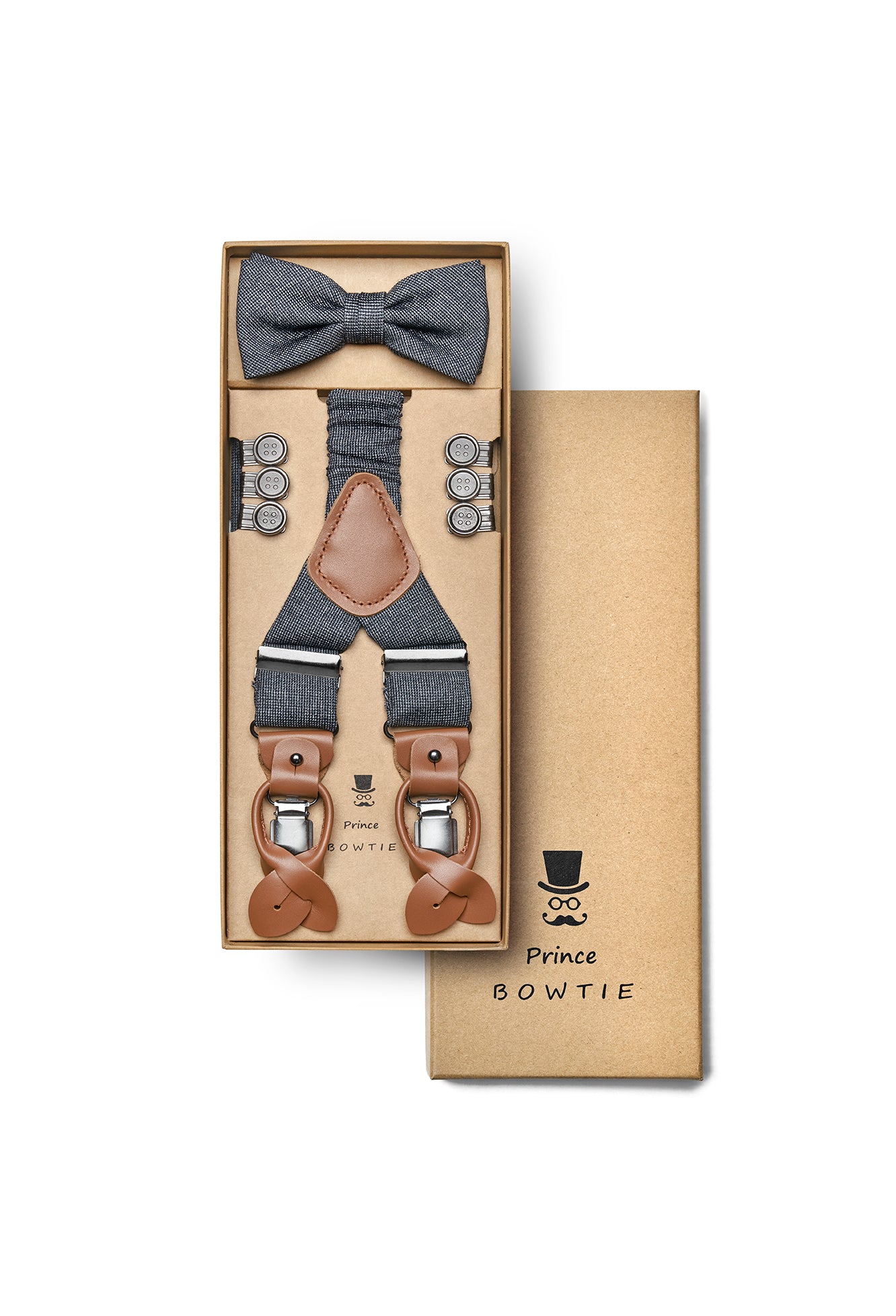 (Dunkelblau) Hosenträger Set mit Fliege im Sale bei style4him.de