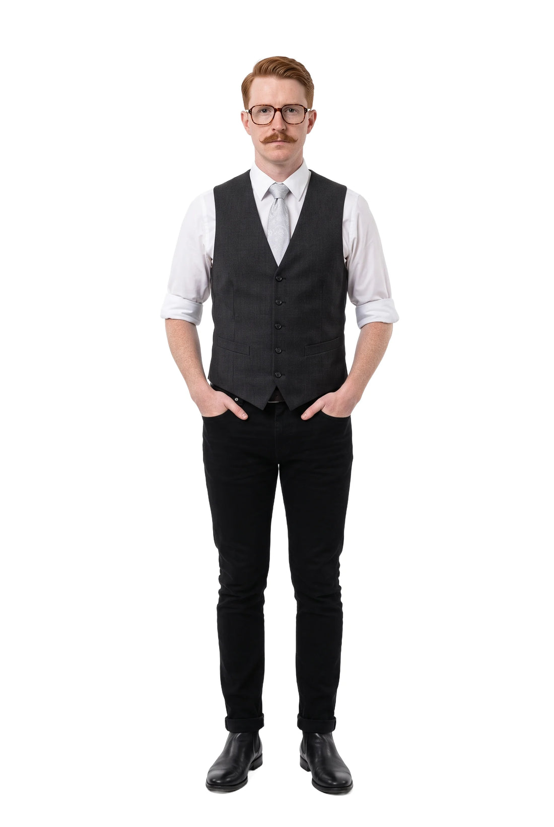 (Hellgrau) krawatte herren paisley seide getragen ganzkörper look