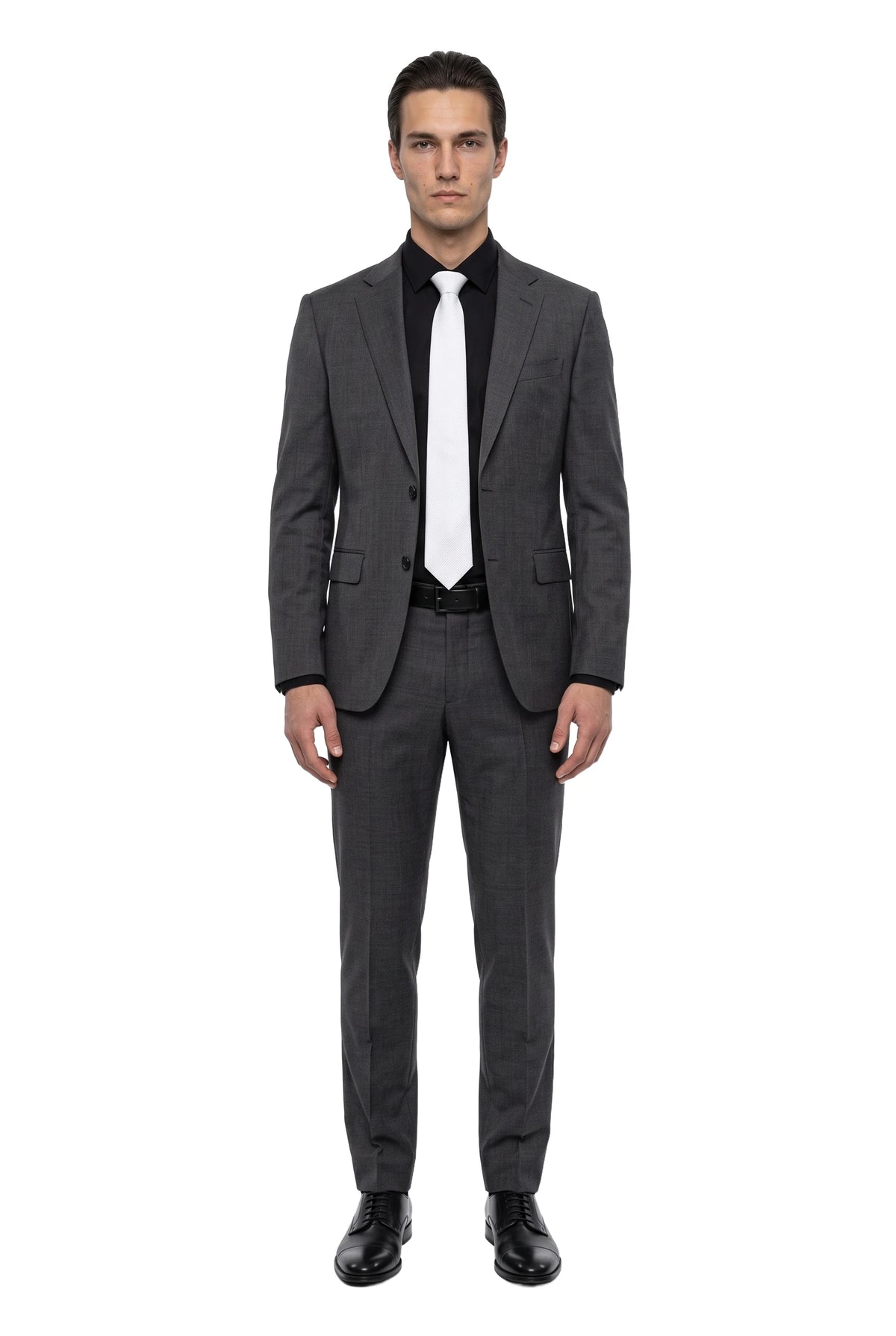 (Weiß) seidenkrawatte herren picote schmal getragen ganzkörper look