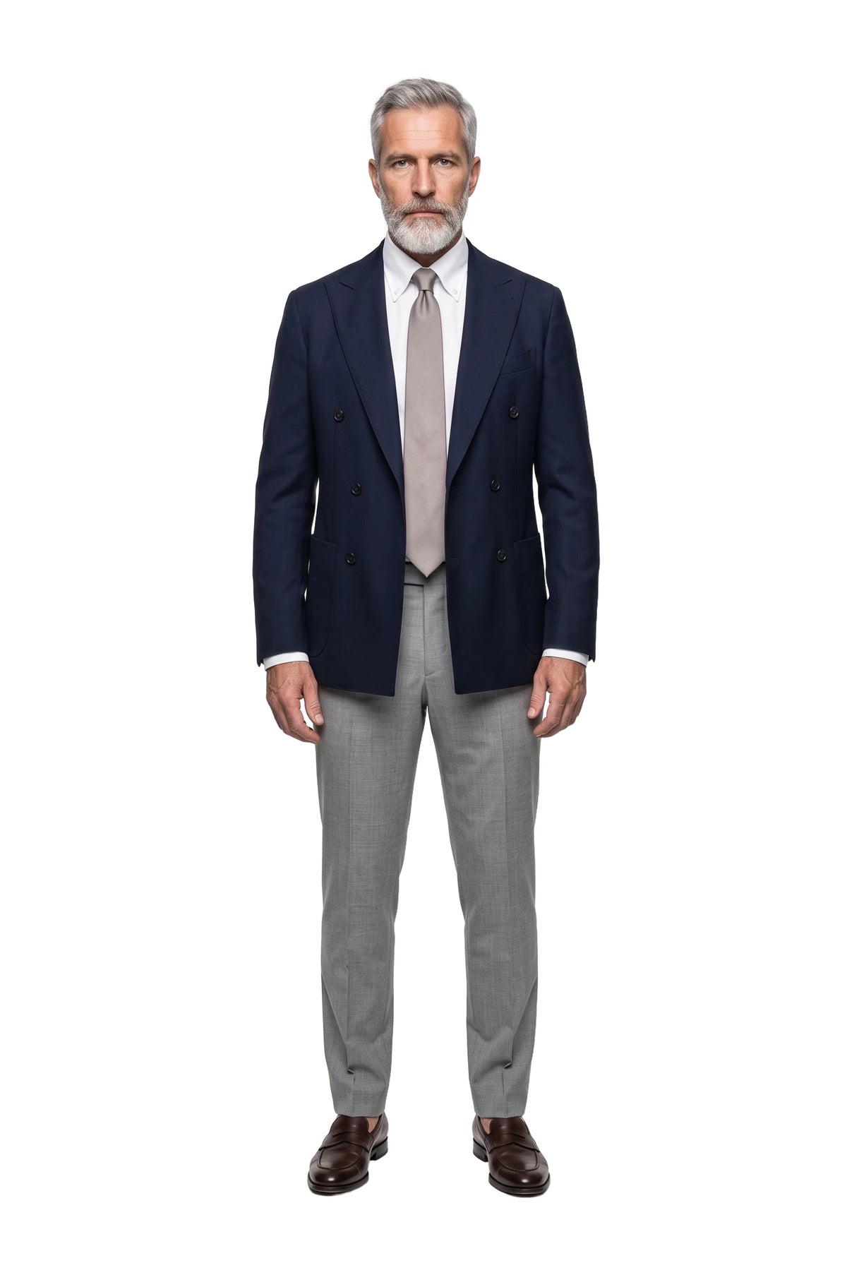 (Beige) seidenkrawatte herren uni schmal getragen ganzkörper look