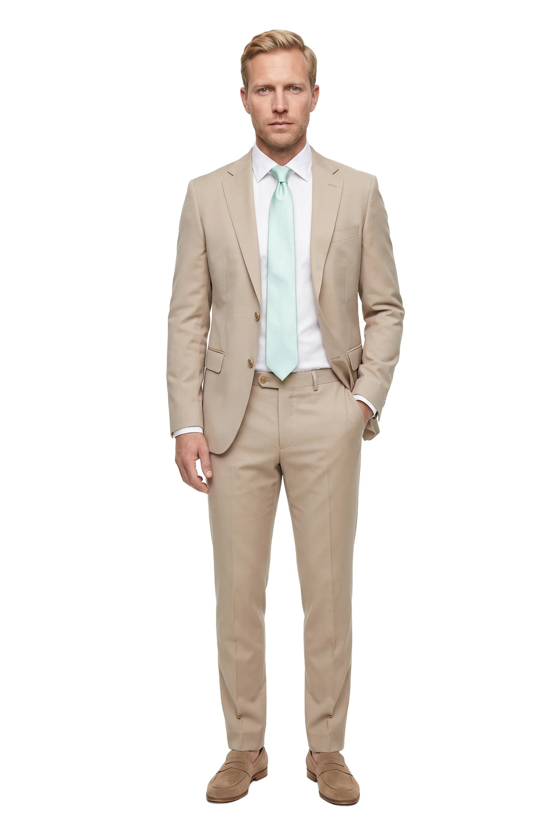(Mint) seidenkrawatte herren pastell getragen ganzkörper look
