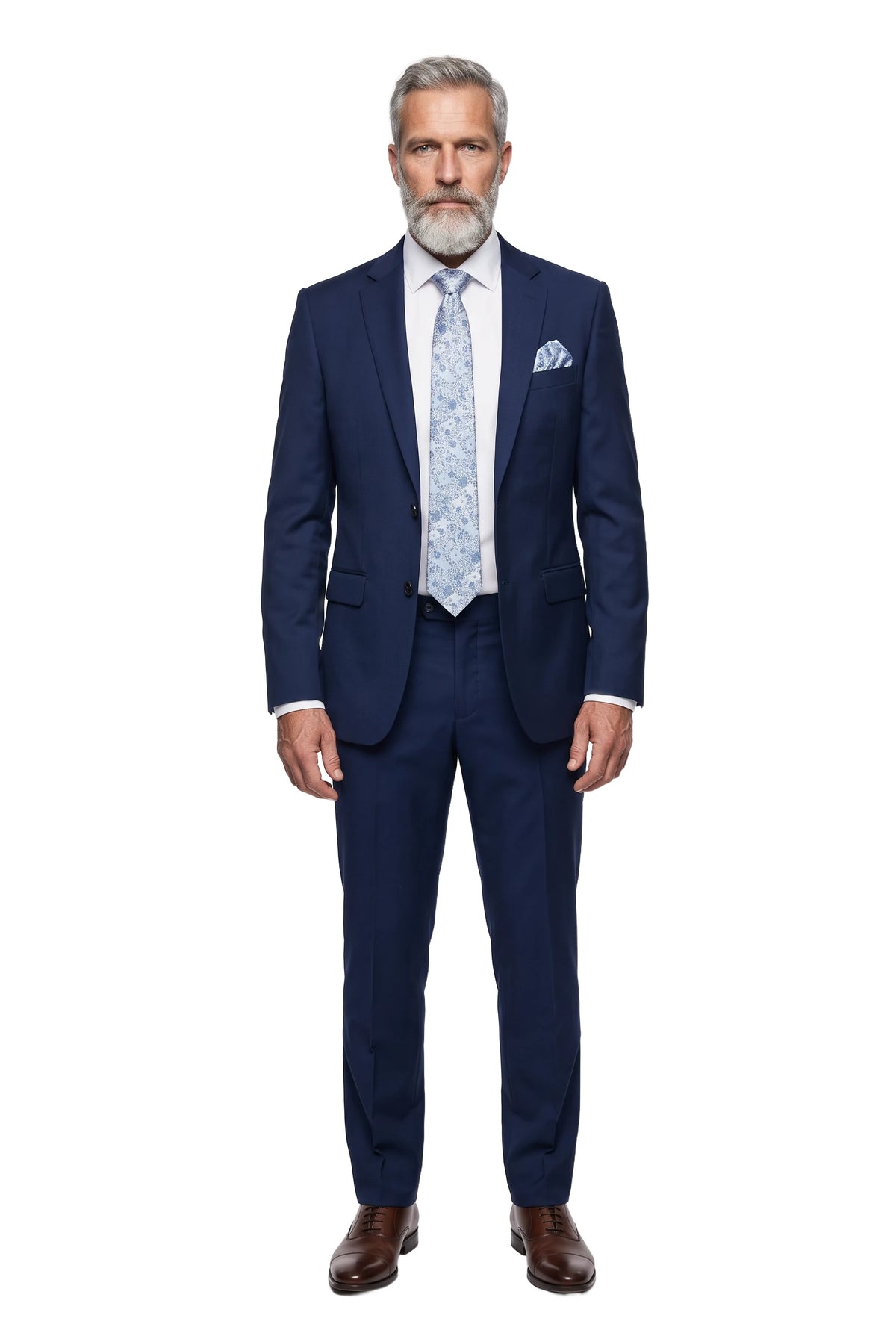 (Hellblau) hochzeitskrawatte einstecktuch set floral getragen ganzkörper look
